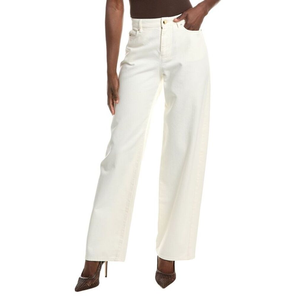 Max Mara Womens  Studio Mirna Wide Leg Jean, White